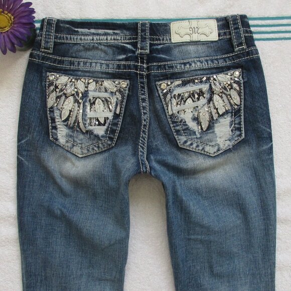 🌸SOLD🌸 MISS ME Jeans Size 25 Mid-Rise Easy Boot Cut Denim - Picture 3 of 9